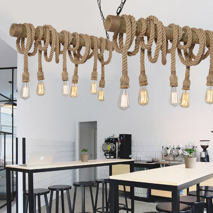 Rynx | IndustrialBamboo - Adjustable Ceiling Lamp with Bamboo and Adjustable Rope