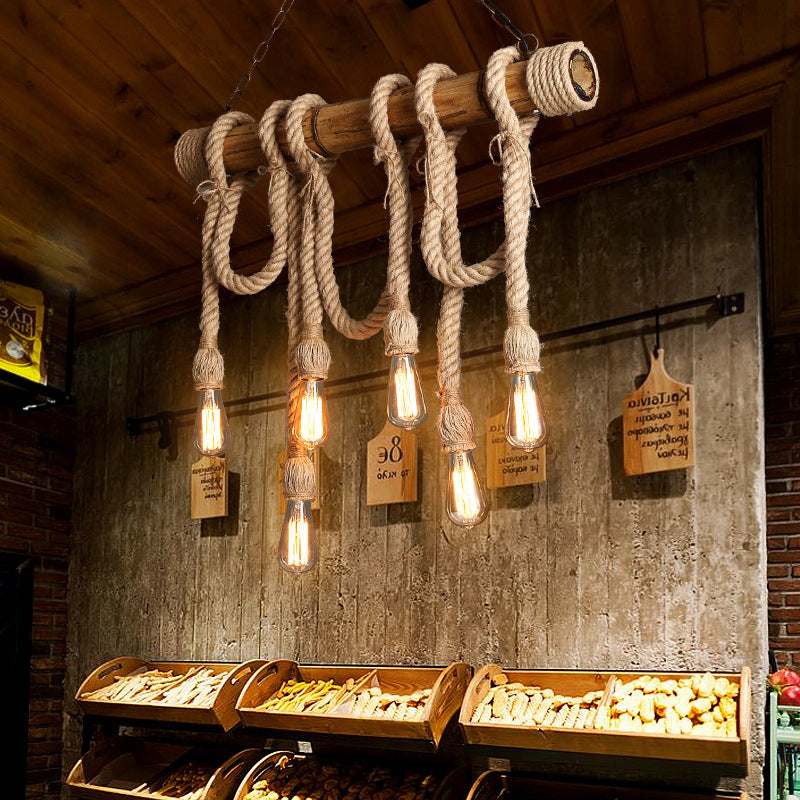 Rynx | IndustrialBamboo - Adjustable Ceiling Lamp with Bamboo and Adjustable Rope