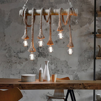Rynx | IndustrialBamboo - Adjustable Ceiling Lamp with Bamboo and Adjustable Rope