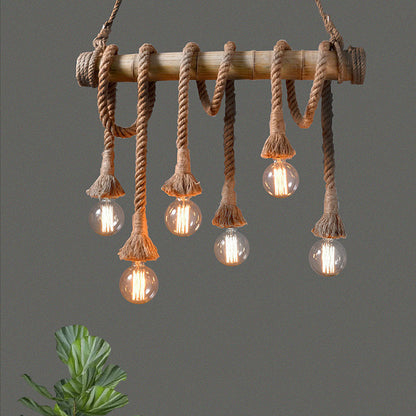 Rynx | IndustrialBamboo - Adjustable Ceiling Lamp with Bamboo and Adjustable Rope