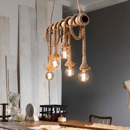 Rynx | IndustrialBamboo - Adjustable Ceiling Lamp with Bamboo and Adjustable Rope