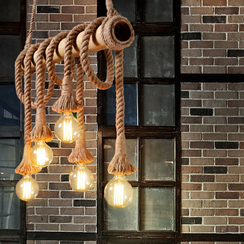 Rynx | IndustrialBamboo - Adjustable Ceiling Lamp with Bamboo and Adjustable Rope