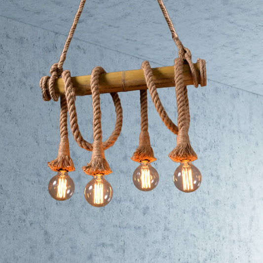 Rynx | IndustrialBamboo - Adjustable Ceiling Lamp with Bamboo and Adjustable Rope