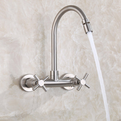 Rynx | Round 2-Handle Bathroom Faucet Single Hole Wall Mounted Bathroom Faucet