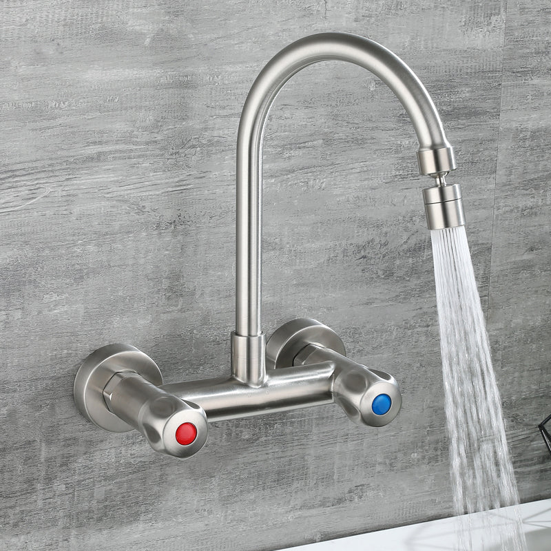Rynx | Round 2-Handle Bathroom Faucet Single Hole Wall Mounted Bathroom Faucet