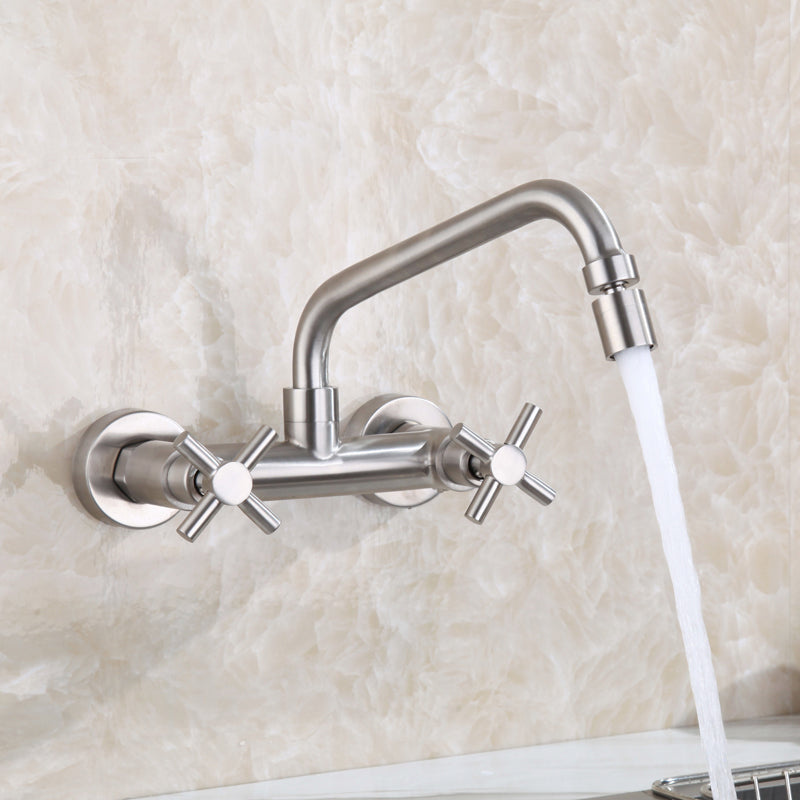Rynx | Round 2-Handle Bathroom Faucet Single Hole Wall Mounted Bathroom Faucet