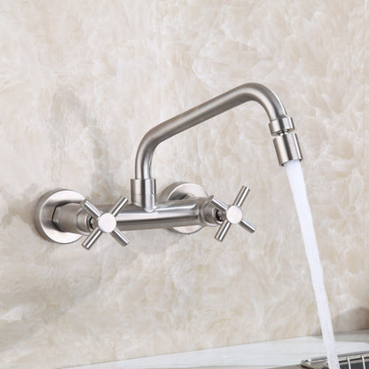 Rynx | Round 2-Handle Bathroom Faucet Single Hole Wall Mounted Bathroom Faucet