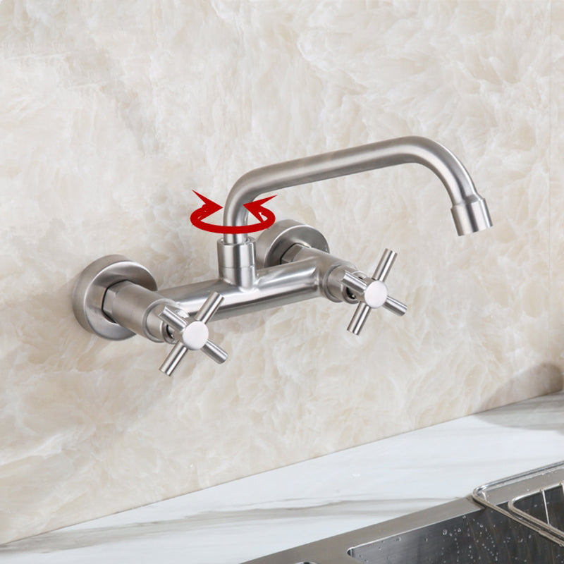 Rynx | Round 2-Handle Bathroom Faucet Single Hole Wall Mounted Bathroom Faucet