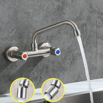 Rynx | Round 2-Handle Bathroom Faucet Single Hole Wall Mounted Bathroom Faucet