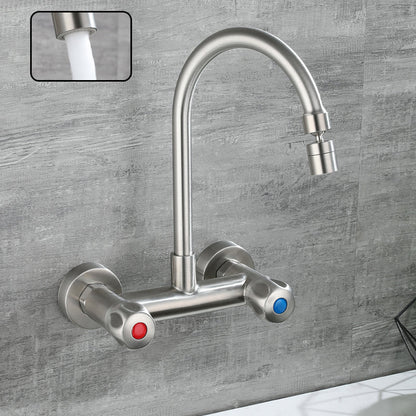 Rynx | Round 2-Handle Bathroom Faucet Single Hole Wall Mounted Bathroom Faucet