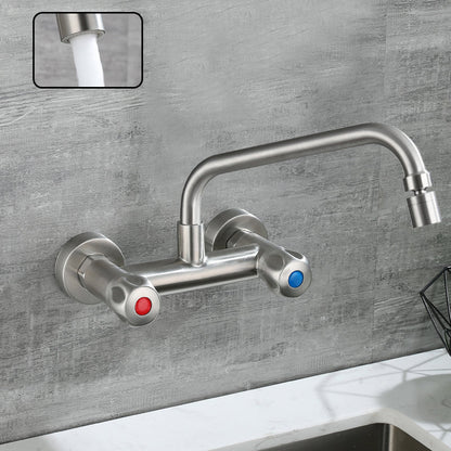 Rynx | Round 2-Handle Bathroom Faucet Single Hole Wall Mounted Bathroom Faucet