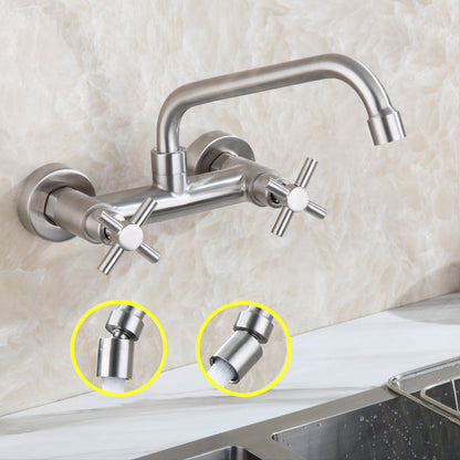 Rynx | Round 2-Handle Bathroom Faucet Single Hole Wall Mounted Bathroom Faucet