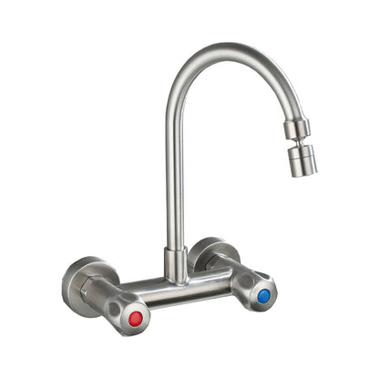 Rynx | Round 2-Handle Bathroom Faucet Single Hole Wall Mounted Bathroom Faucet