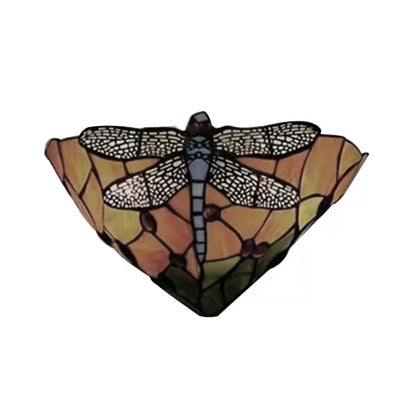 Rynx | Wall lamp Bowl with dragonfly pattern stained glass 2 lights rustic wall mount light