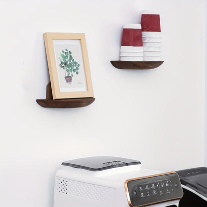 Rynx | WoodArc - Set with 2 Half-Round Wooden Floating Shelves for Wall Decoration and Storage