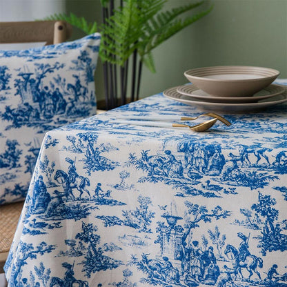 Rynx | Blue White Painted Tablecloth