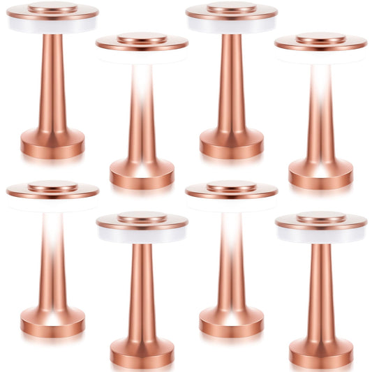 Rynx | Vihose Wireless LED Table Lamp Set of 8 - Touch Sensor, 3 Color Dimming, Rechargeable, Rose Gold