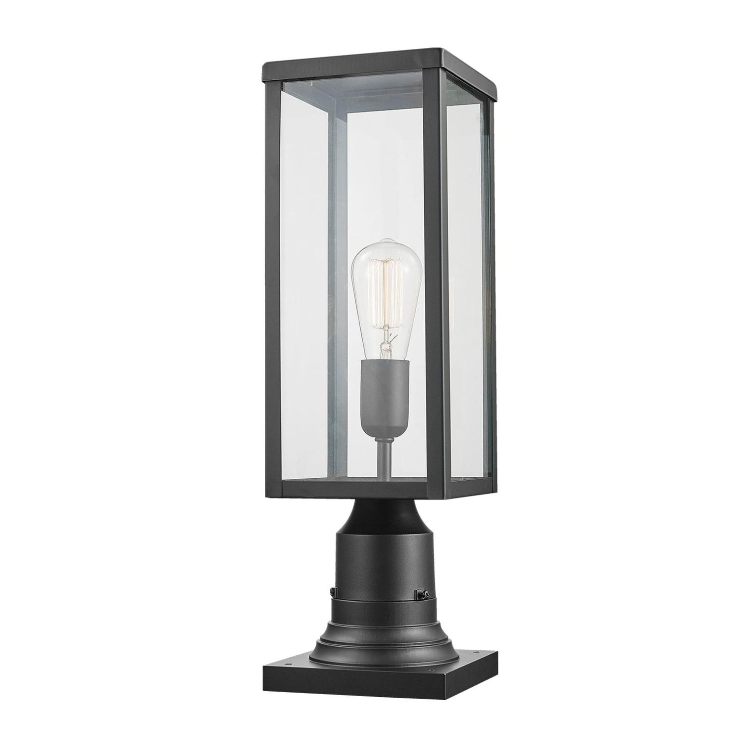 Rynx | Globe Electric 1-Light Outdoor Lamp Post, Matte Black, Clear Glass, Bulb Not Included