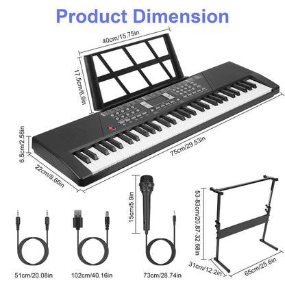 Rynx | 61 Keys Digital Music Keyboard Electronic Piano