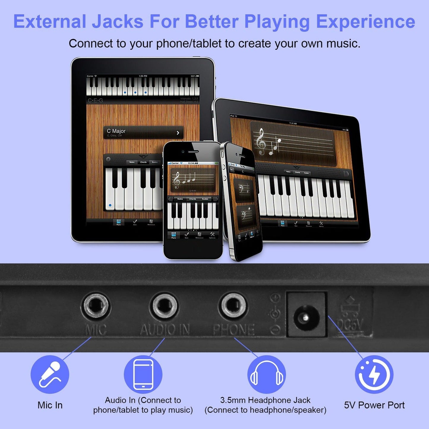 Rynx | 61 Keys Digital Music Keyboard Electronic Piano