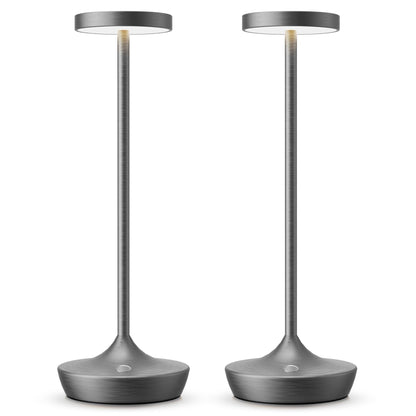 Rynx | Sikevht Wireless Table Lamps, 2-Pack LED, 3-Color Dimming, Portable and Waterproof, Gray