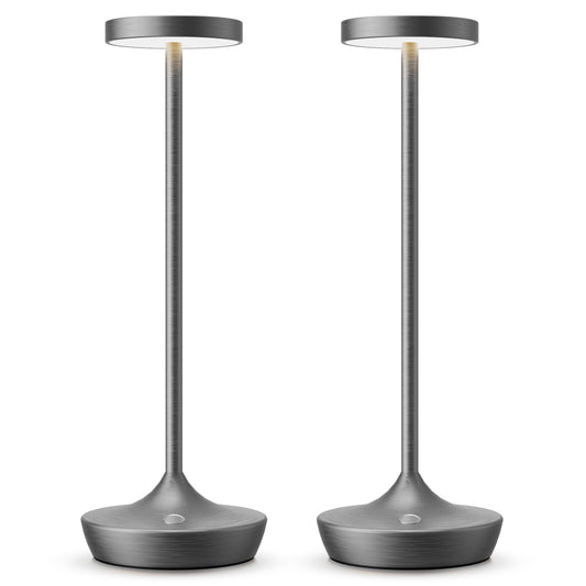 Rynx | Sikevht Wireless Table Lamps, 2-Pack LED, 3-Color Dimming, Portable and Waterproof, Gray