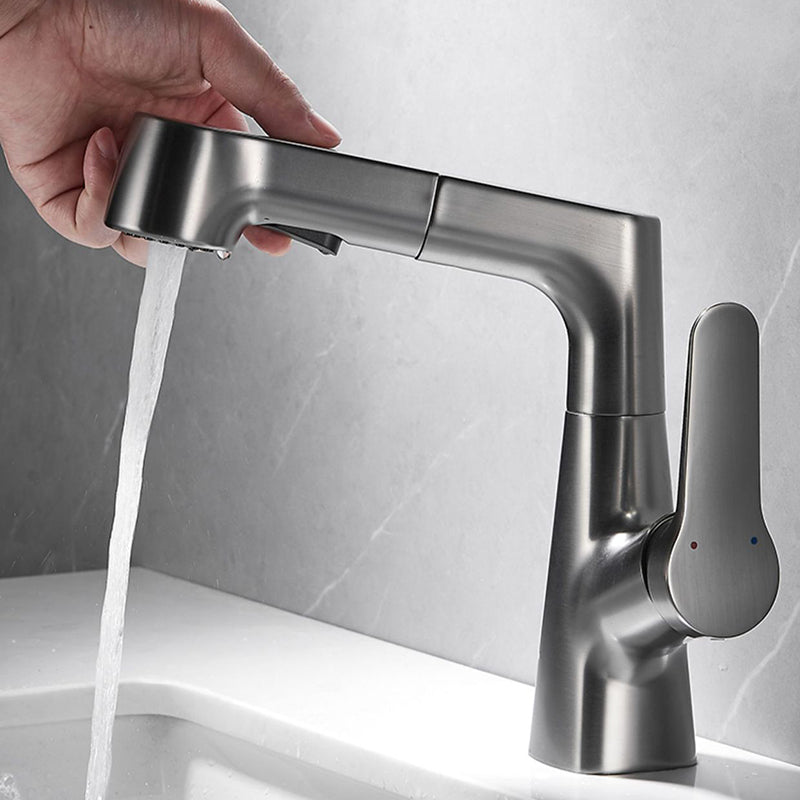 Rynx | 1-handle brushed nickel widespread faucet Single-hole bathroom vessel faucet with brass