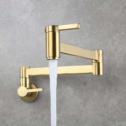 Rynx | 1-handle brushed nickel widespread faucet 1 hole wall-mounted bathroom faucet with brass