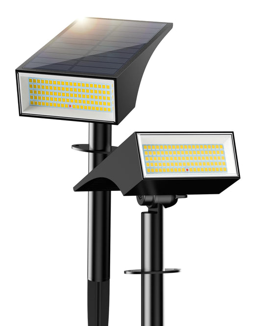 Rynx | Koicaxy Solar Downlights Outdoor 2 Pack, 100 LEDs 4 Lighting Modes Garden Spotlight Waterproof Ip65 For Garden, Garden, Path