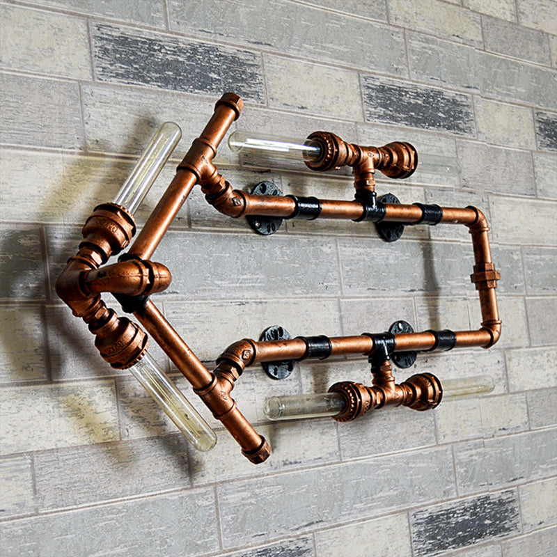 Rynx | 6 Bulb Arrow-Shaped Wall Lamp with Tube Retro Industrial Bronze Wrought Iron Wall Lamp for Bathroom