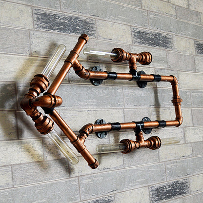 Rynx | 6 Bulb Arrow-Shaped Wall Lamp with Tube Retro Industrial Bronze Wrought Iron Wall Lamp for Bathroom