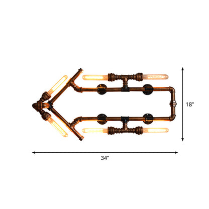 Rynx | 6 Bulb Arrow-Shaped Wall Lamp with Tube Retro Industrial Bronze Wrought Iron Wall Lamp for Bathroom