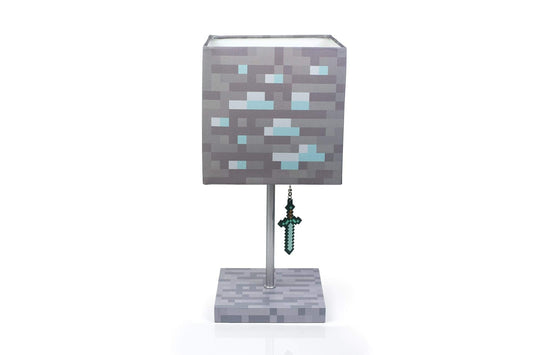 Rynx | Minecraft Diamond Ore Block LED Lamp W/ 3D Diamond Sword Puller | 14-Inch Lamp