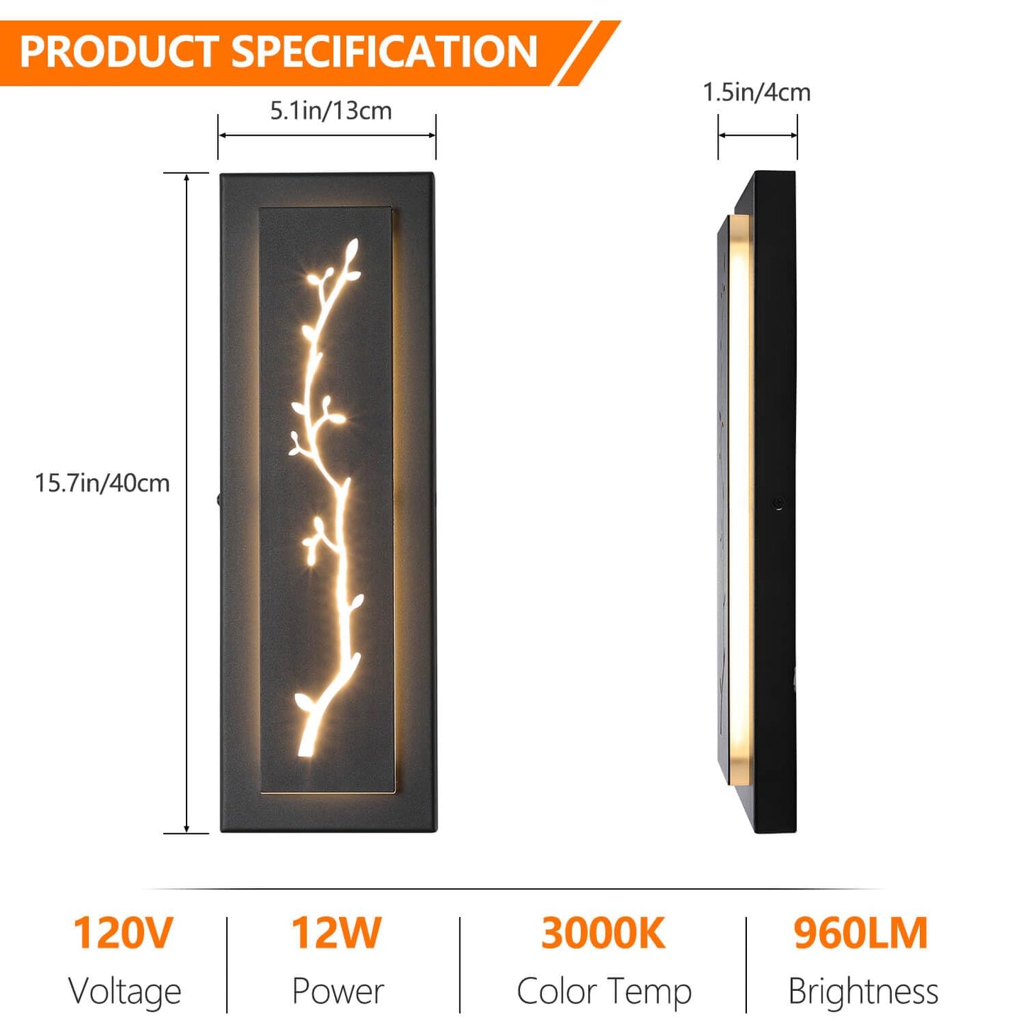 Rynx | Tewei Modern LED Outdoor Wall Lamp 2 Pack, Black 3000K Warm White Garage & Hall Light