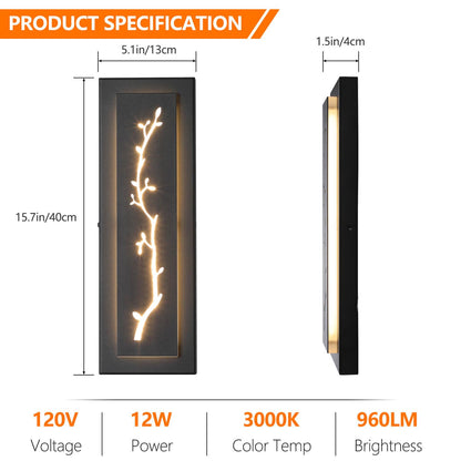 Rynx | Tewei Modern LED Outdoor Wall Lamp 2 Pack, Black 3000K Warm White Garage & Hall Light