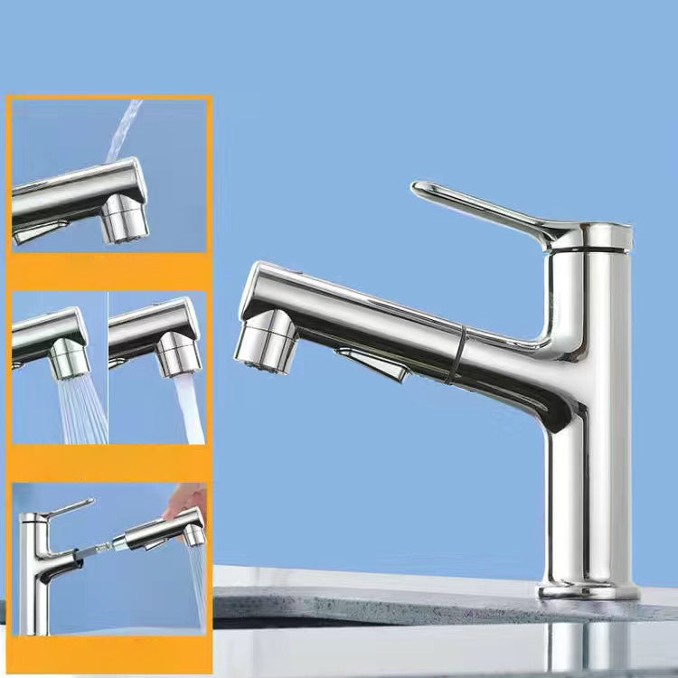 Rynx | Extendable simple bathroom sink faucet 1 hole single lever faucet