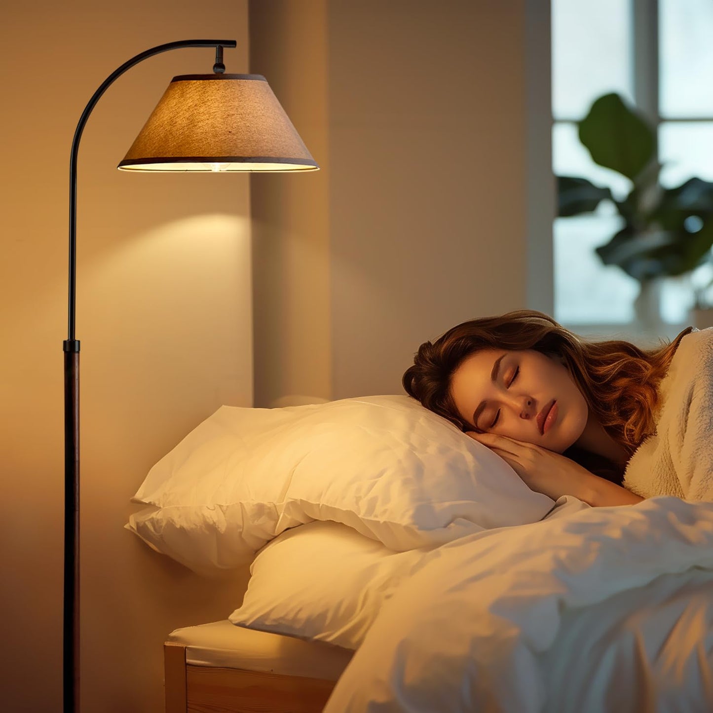 Rynx | G-Safava 63" Black Arc Floor Lamp with Foot Switch for Living Room & Bedroom Lighting