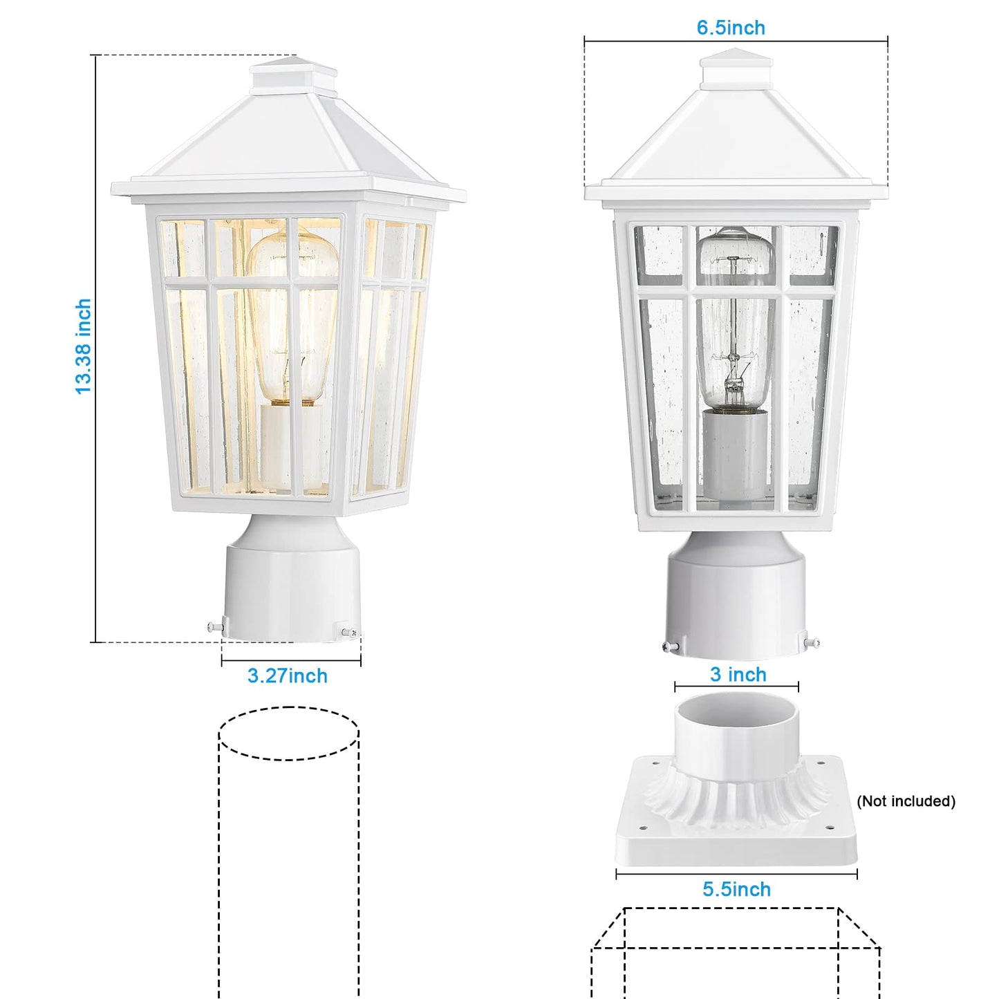 Rynx | Darkaway Waterproof Aluminum Outdoor Light Pole for Garden, Terrace, Walkway - White