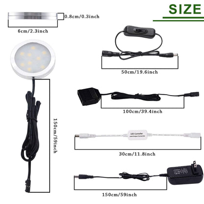 Rynx | Aiboo Dimmable Led Under Cabinet Puck Light Kit With Rf Remote Control, Warm White 2700K