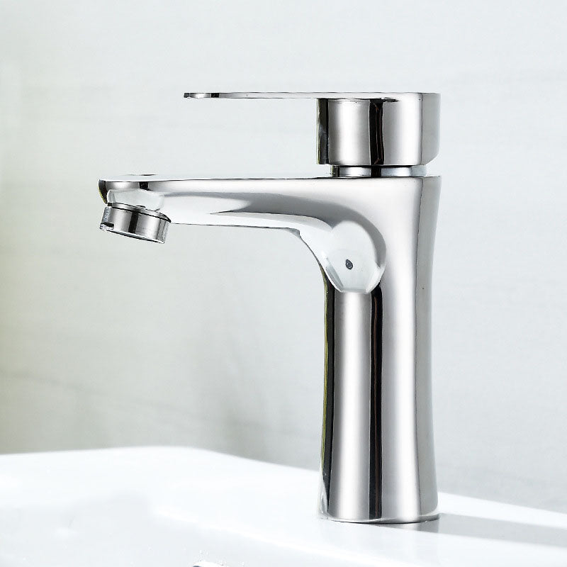 Rynx | Contemporary Stainless Steel Basin Tap Lever Handles Low Arc Basin Mixer Silver
