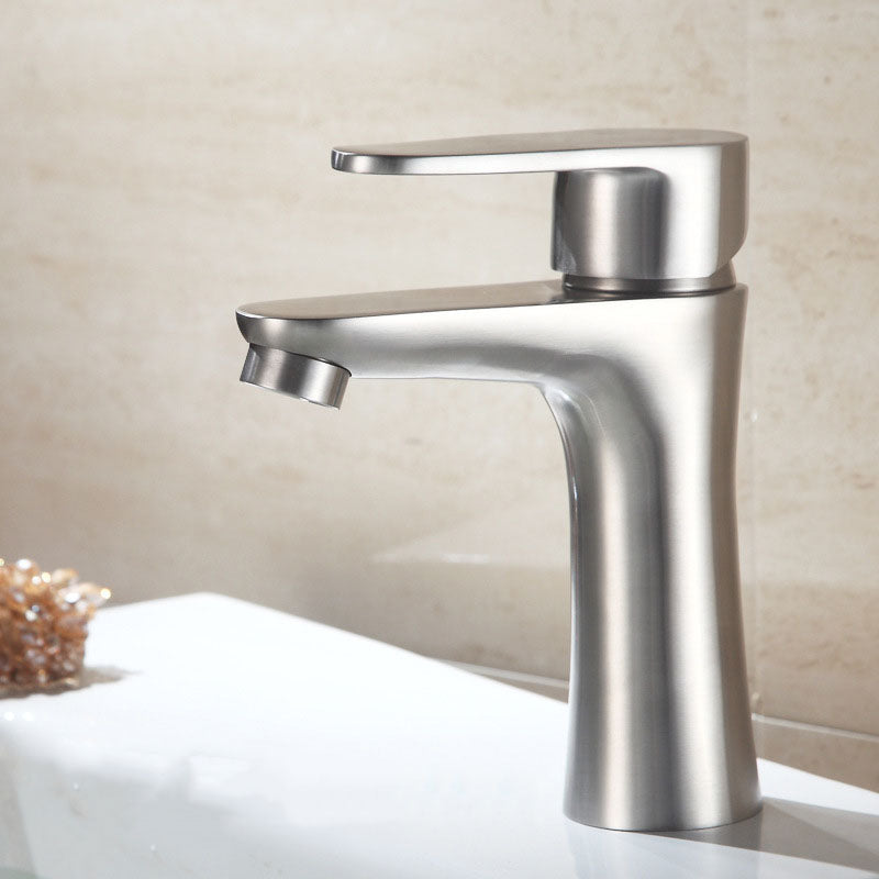 Rynx | Contemporary Stainless Steel Basin Tap Lever Handles Low Arc Basin Mixer Champagne