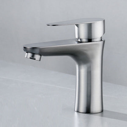 Rynx | Contemporary Stainless Steel Basin Tap Lever Handles Low Arc Basin Mixer Silver Gray