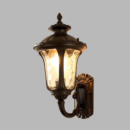 Rynx | Water Glass Lotus Wall Light Farmhouse 1 Bulb Outdoor Wall Mounted Lamp in Brass/Black