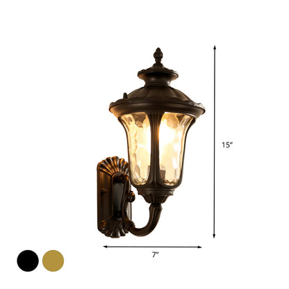 Rynx | Water Glass Lotus Wall Light Farmhouse 1 Bulb Outdoor Wall Mounted Lamp in Brass/Black