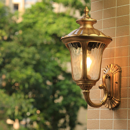 Rynx | Water Glass Lotus Wall Light Farmhouse 1 Bulb Outdoor Wall Mounted Lamp in Brass/Black
