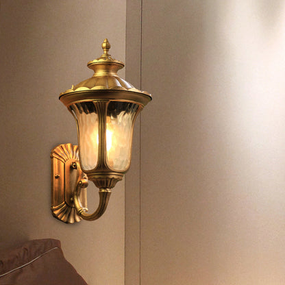 Rynx | Water Glass Lotus Wall Light Farmhouse 1 Bulb Outdoor Wall Mounted Lamp in Brass/Black
