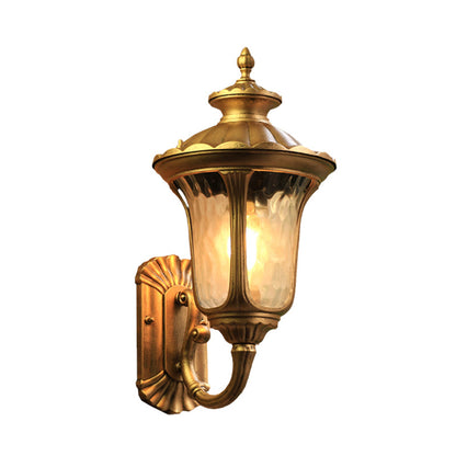 Rynx | Water Glass Lotus Wall Light Farmhouse 1 Bulb Outdoor Wall Mounted Lamp in Brass/Black