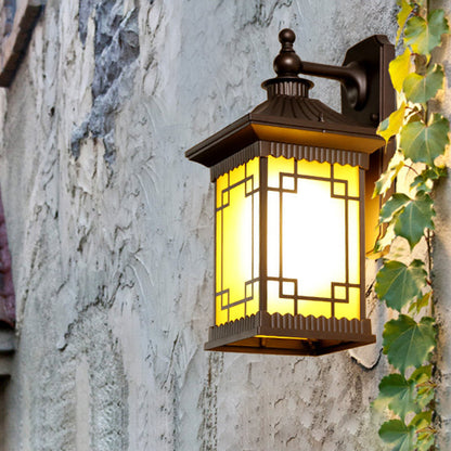Rynx | 1-Bulb Square Pavilion Wall Light Sconce Farmhouse Black Metallic Wall Mount Lamp Fixture