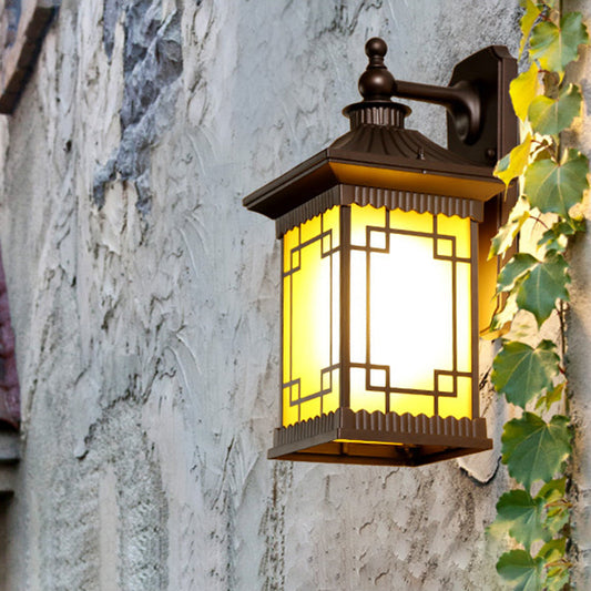Rynx | 1-Bulb Square Pavilion Wall Light Sconce Farmhouse Black Metallic Wall Mount Lamp Fixture