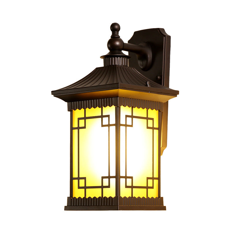 Rynx | 1-Bulb Square Pavilion Wall Light Sconce Farmhouse Black Metallic Wall Mount Lamp Fixture